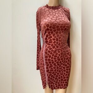 SHEIN mock neck velour dress with zipper